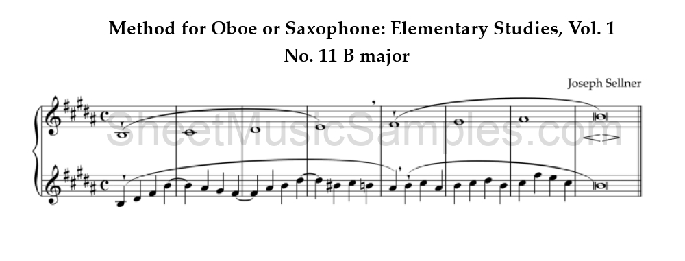 Method for Oboe or Saxophone: Elementary Studies, Vol. 1 - No. 11 B major