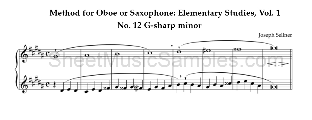 Method for Oboe or Saxophone: Elementary Studies, Vol. 1 - No. 12 G-sharp minor