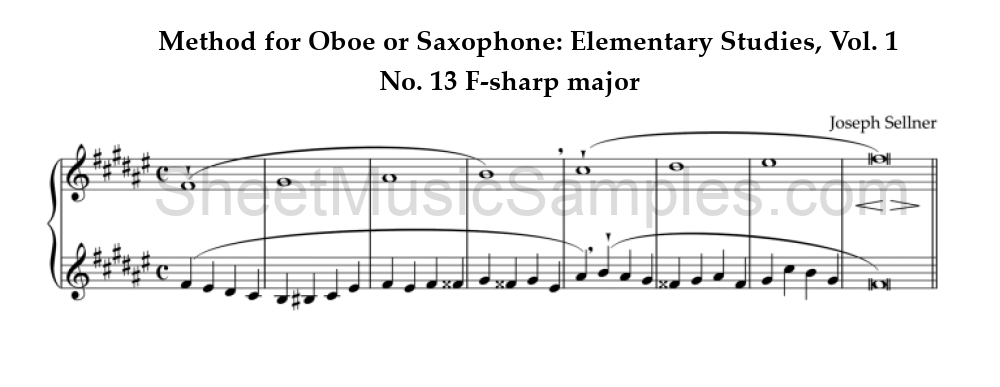 Method for Oboe or Saxophone: Elementary Studies, Vol. 1 - No. 13 F-sharp major