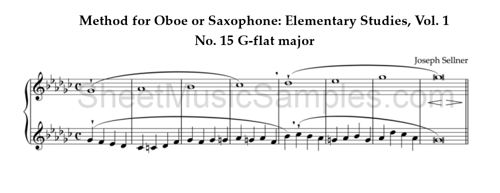 Method for Oboe or Saxophone: Elementary Studies, Vol. 1 - No. 15 G-flat major