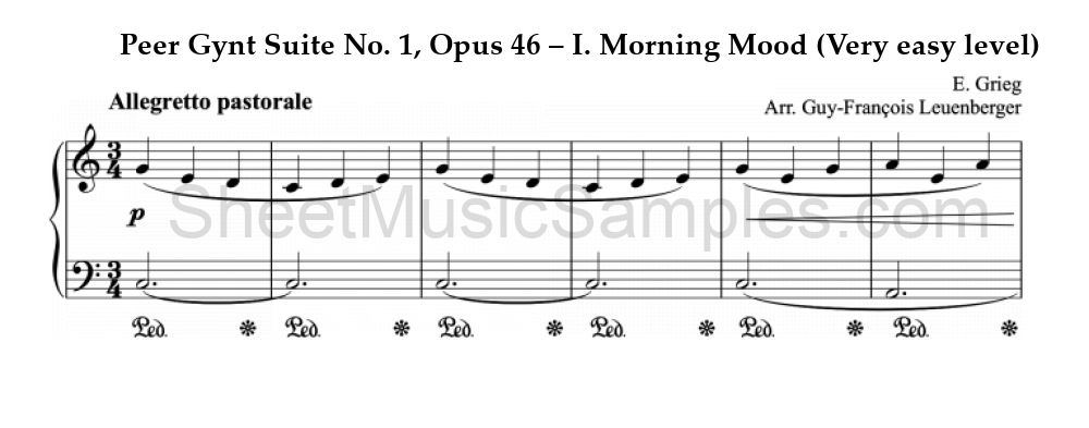 Peer Gynt Suite No. 1, Opus 46 – I. Morning Mood (Very easy level)