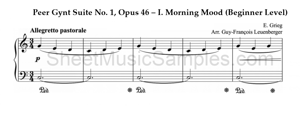 Peer Gynt Suite No. 1, Opus 46 – I. Morning Mood (Beginner Level)