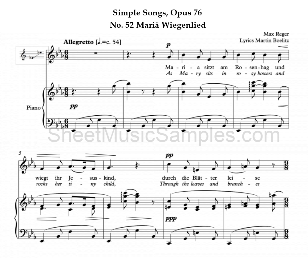 Simple Songs, Opus 76 - No. 52 Mariä Wiegenlied