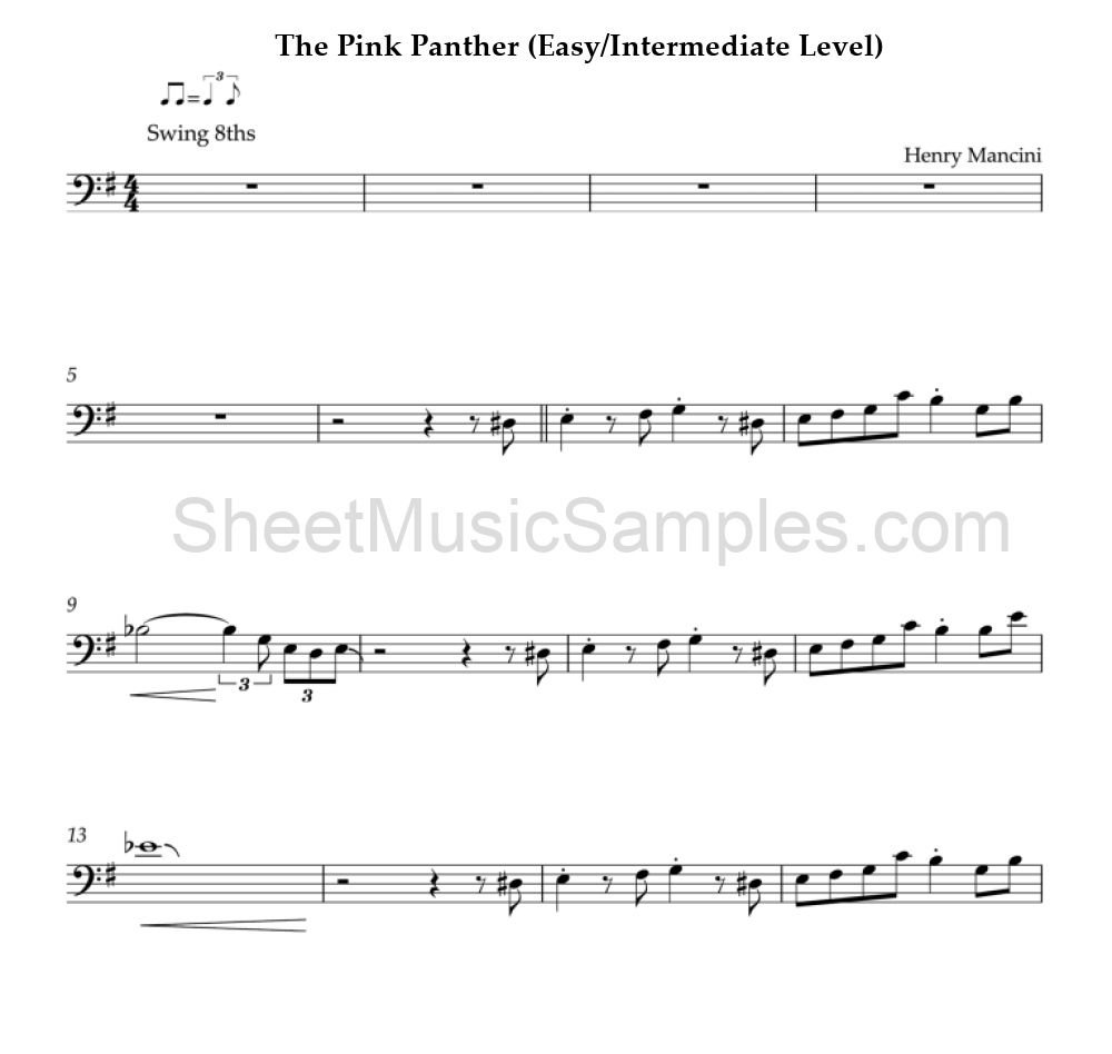 The Pink Panther (Easy/Intermediate Level)