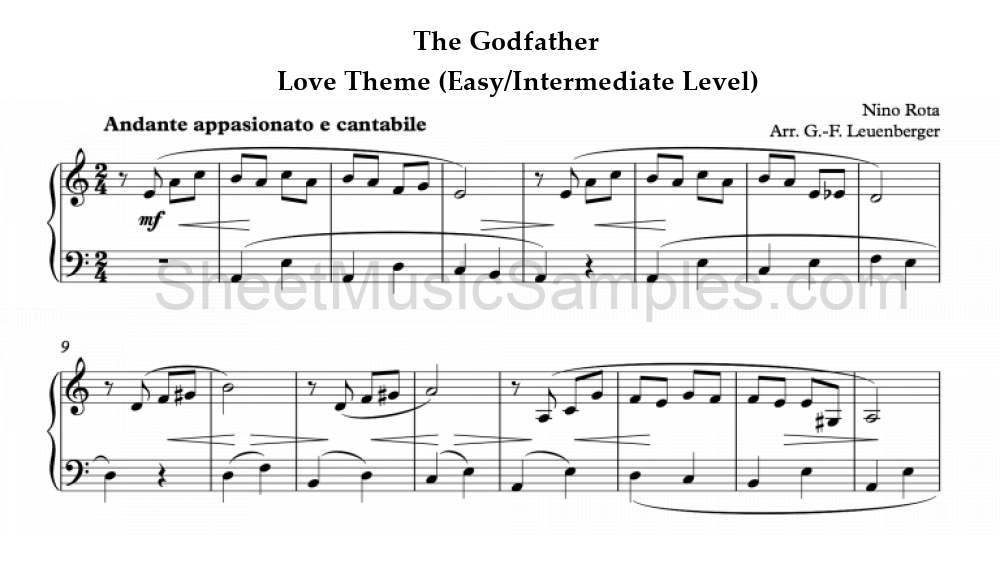 The Godfather - Love Theme (Easy/Intermediate Level)