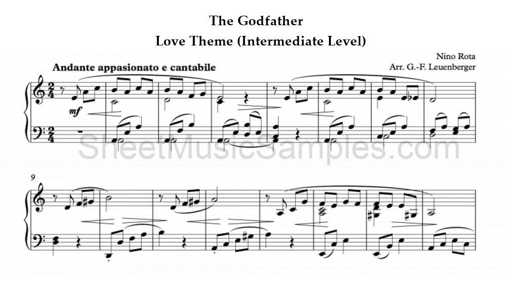 The Godfather - Love Theme (Intermediate Level)