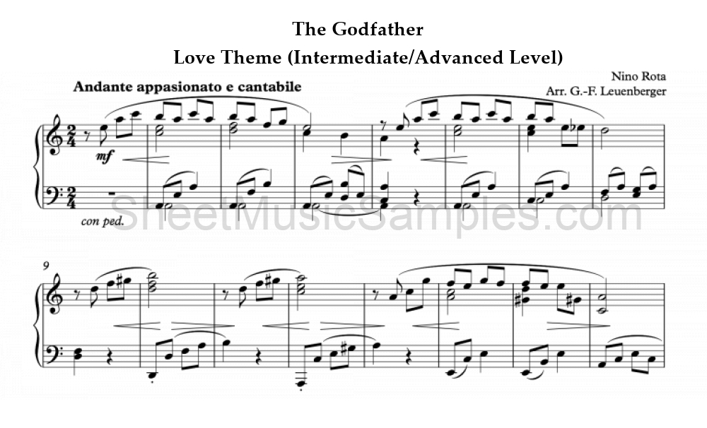 The Godfather - Love Theme (Intermediate/Advanced Level)