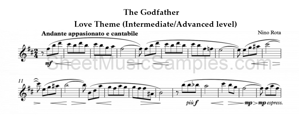 The Godfather - Love Theme (Intermediate/Advanced level)