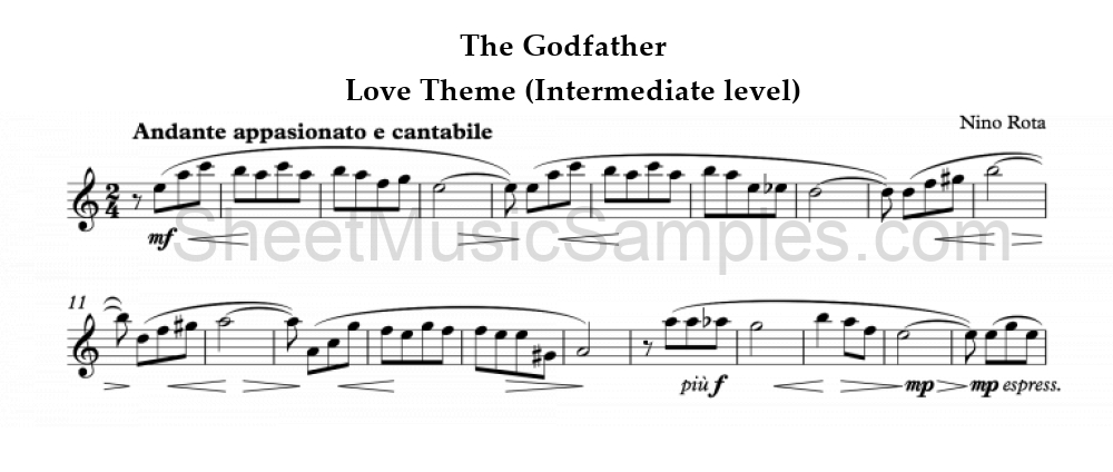 The Godfather - Love Theme (Intermediate level)