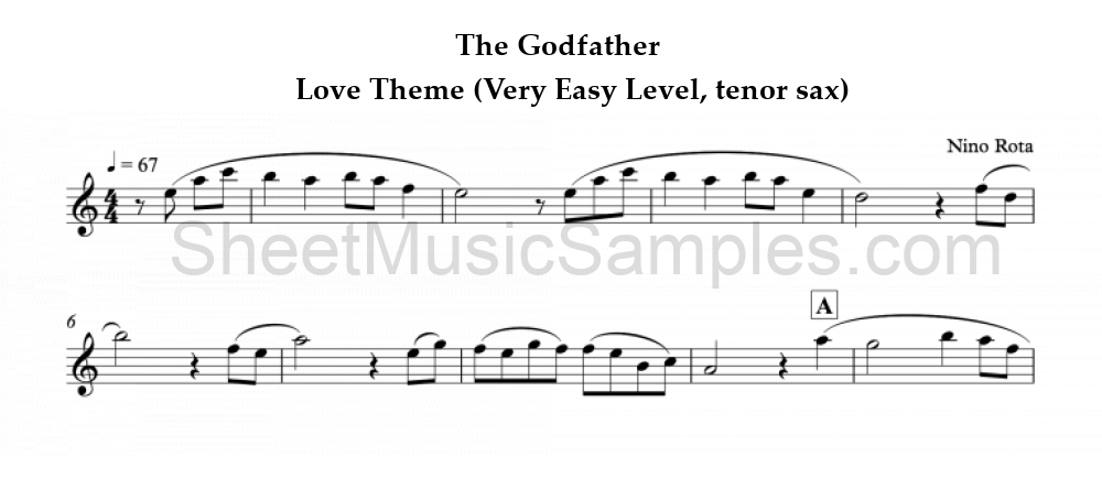 The Godfather - Love Theme (Very Easy Level, tenor sax)