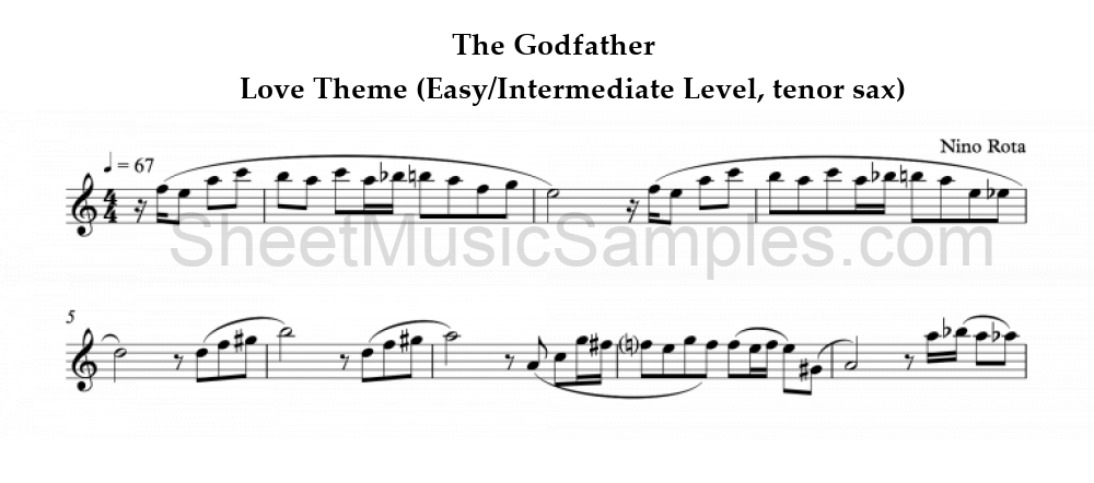 The Godfather - Love Theme (Easy/Intermediate Level, tenor sax)