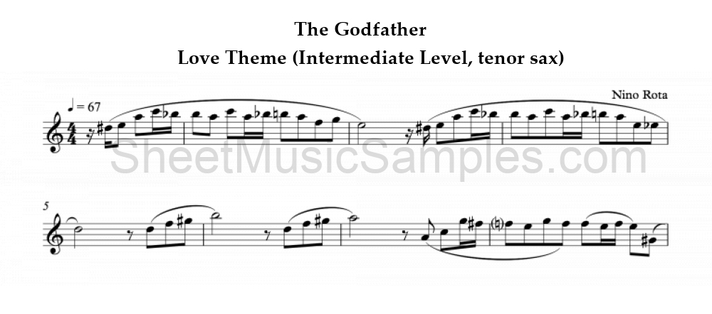 The Godfather - Love Theme (Intermediate Level, tenor sax)