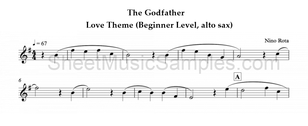 The Godfather - Love Theme (Beginner Level, alto sax)