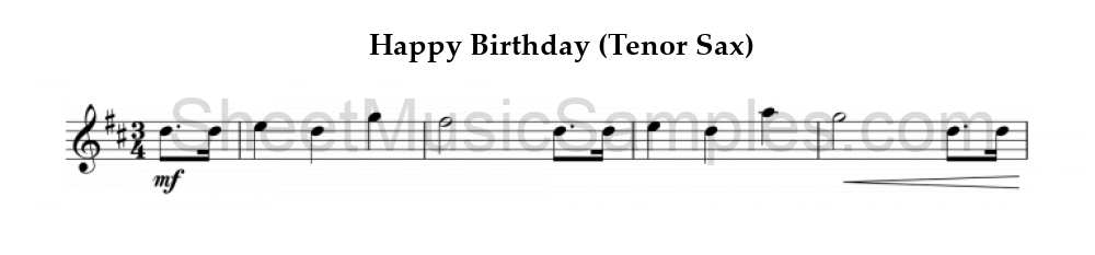 Happy Birthday (Tenor Sax)