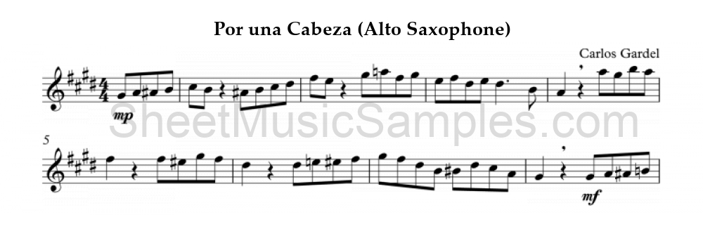 Por una Cabeza (Alto Saxophone)