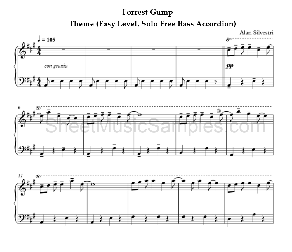 Forrest Gump - Theme (Easy Level, Solo Free Bass Accordion)