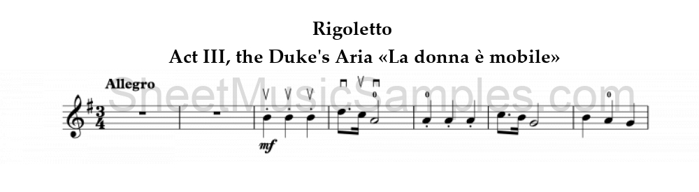 Rigoletto - Act III, the Duke's Aria «La donna è mobile»