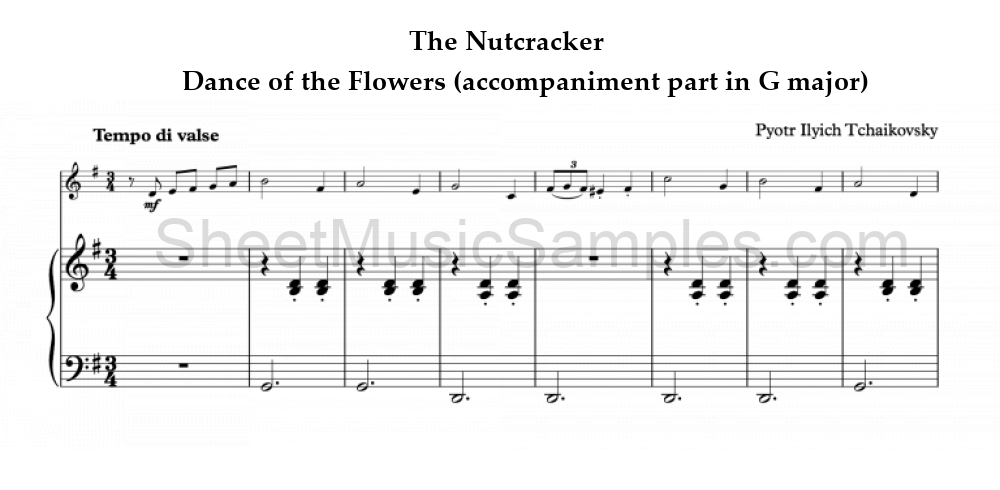 The Nutcracker - Dance of the Flowers (accompaniment part in G major)