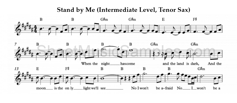 Stand by Me (Intermediate Level, Tenor Sax)