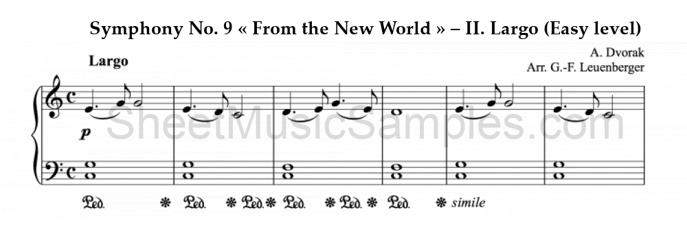 Symphony No. 9 « From the New World » – II. Largo (Easy level)