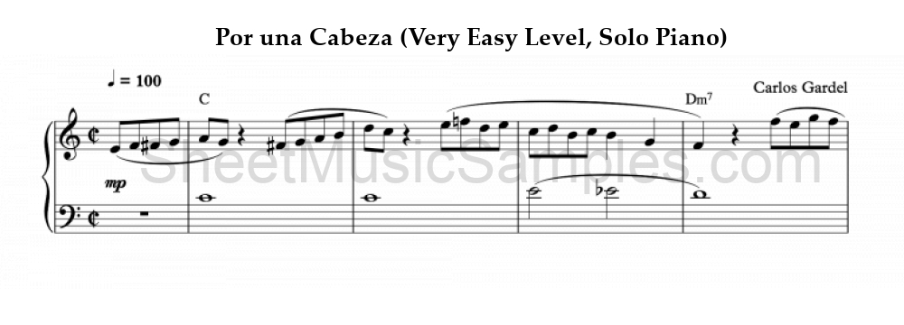 Por una Cabeza (Very Easy Level, Solo Piano)