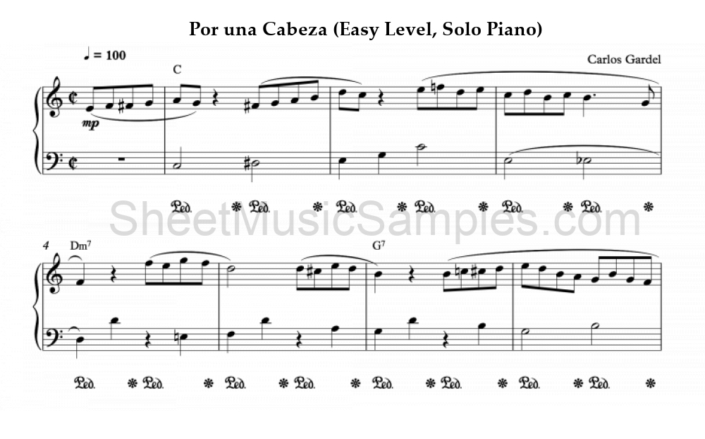 Por una Cabeza (Easy Level, Solo Piano)