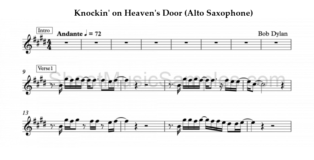 Knockin' on Heaven's Door (Alto Saxophone)