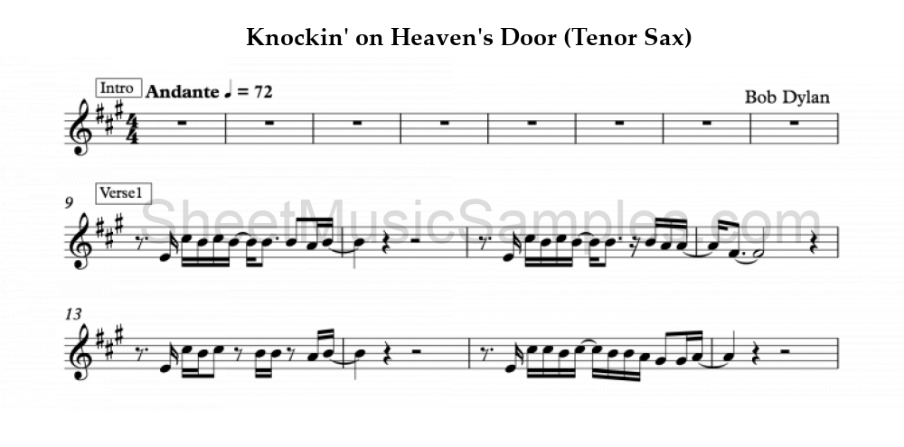 Knockin' on Heaven's Door (Tenor Sax)