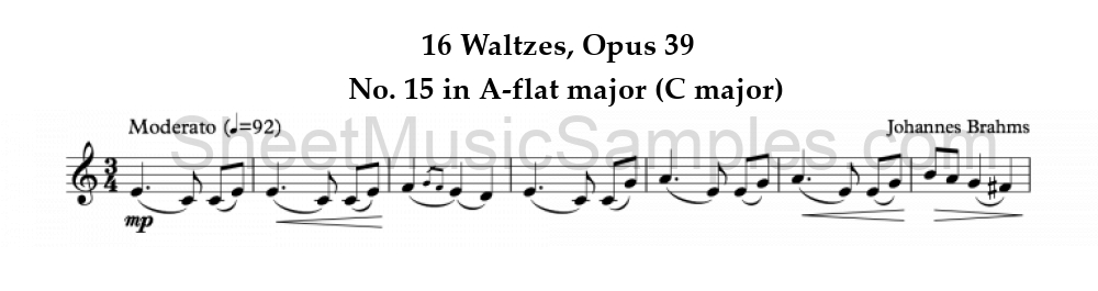 16 Waltzes, Opus 39 - No. 15 in A-flat major (C major)