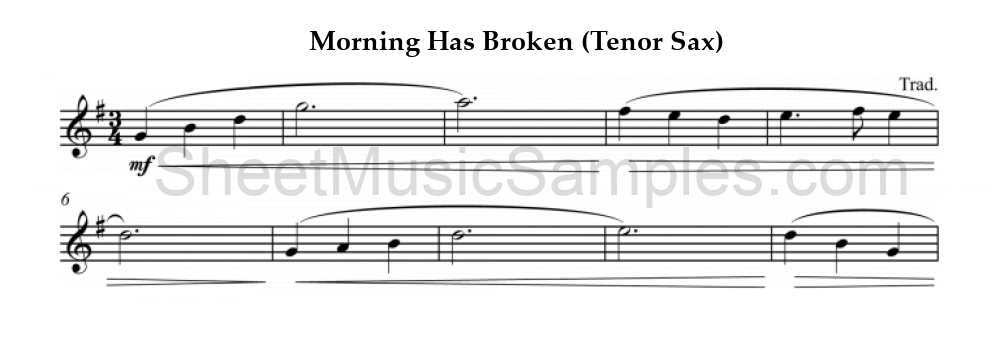 Morning Has Broken (Tenor Sax)