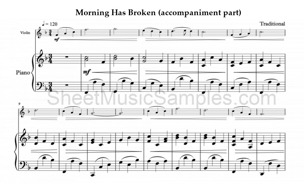 Morning Has Broken (accompaniment part)