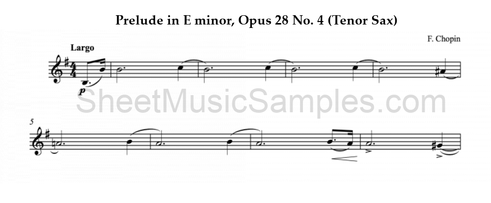 Prelude in E minor, Opus 28 No. 4 (Tenor Sax)