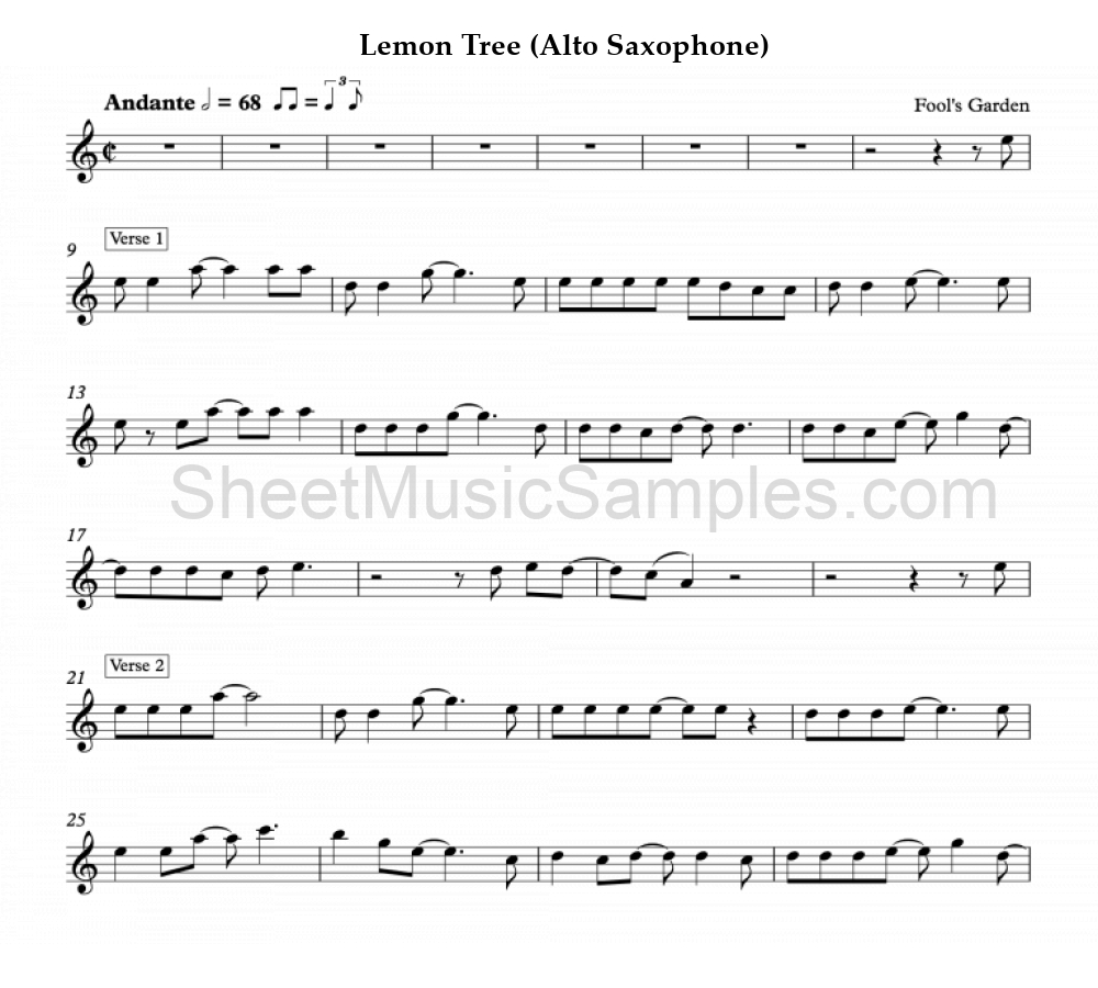 Lemon Tree (Alto Saxophone)