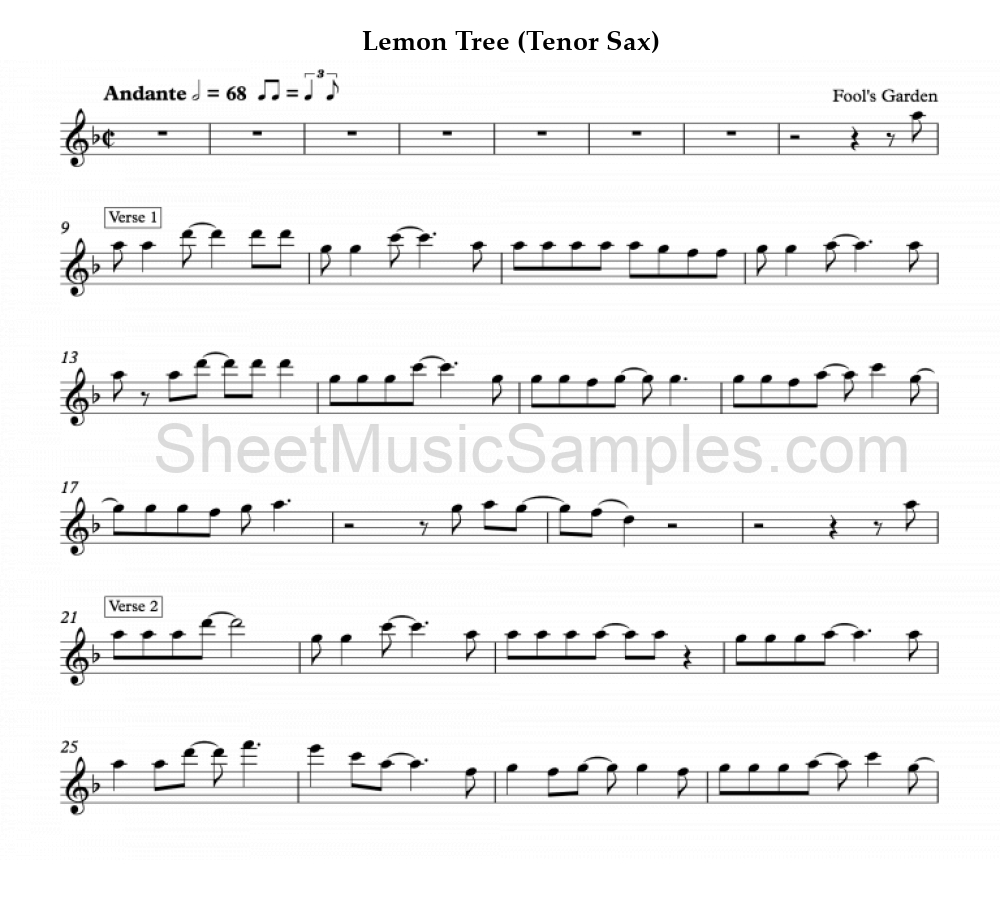 Lemon Tree (Tenor Sax)