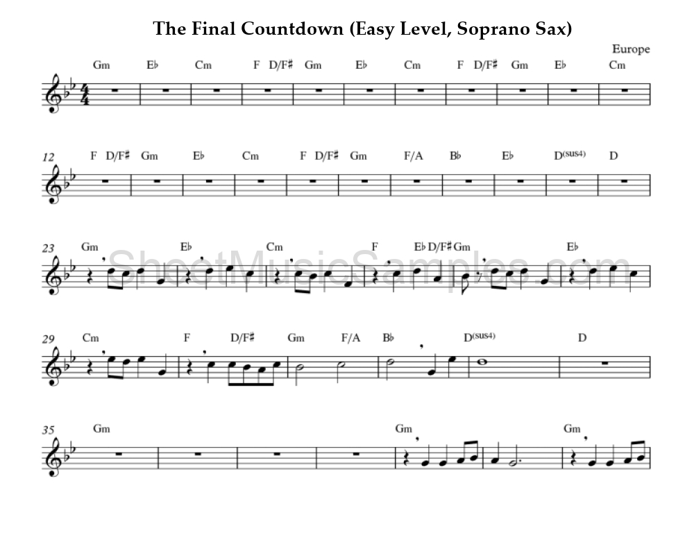 The Final Countdown (Easy Level, Soprano Sax)