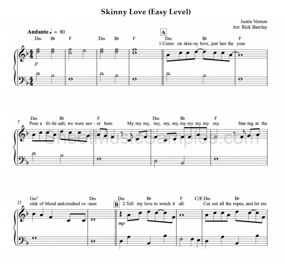 Skinny Love (Easy Level)