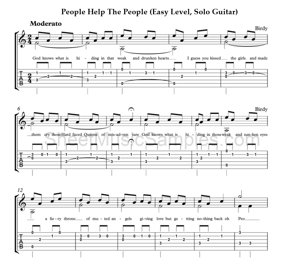 People Help The People (Easy Level, Solo Guitar)