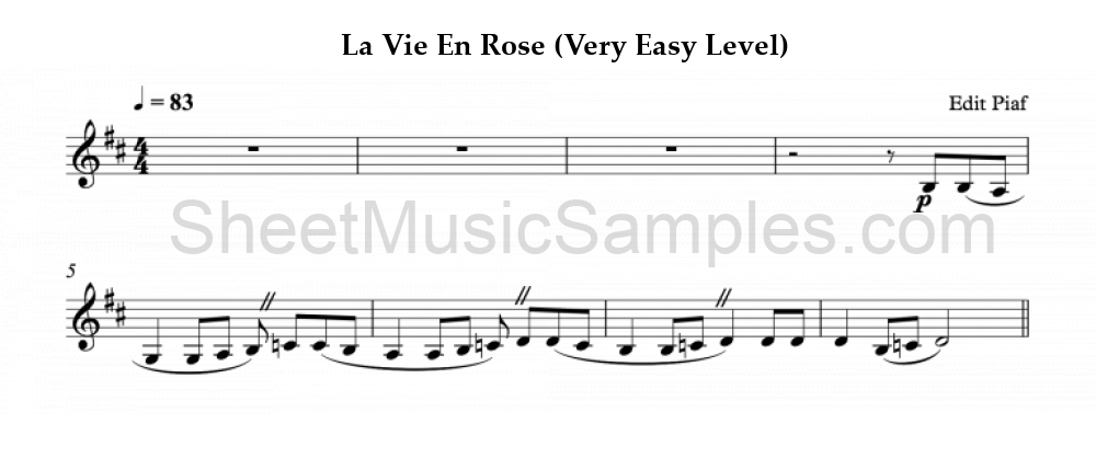 La Vie En Rose (Very Easy Level)