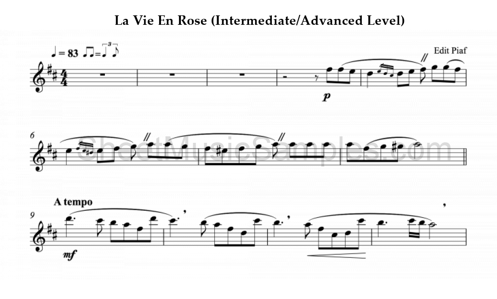 La Vie En Rose (Intermediate/Advanced Level)