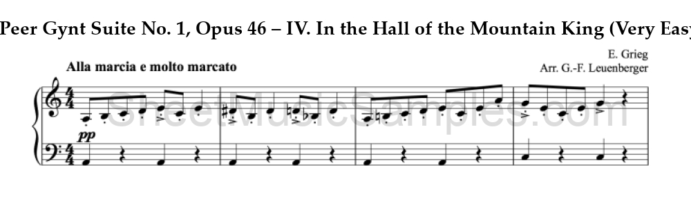 Peer Gynt Suite No. 1, Opus 46 – IV. In the Hall of the Mountain King (Very Easy level)