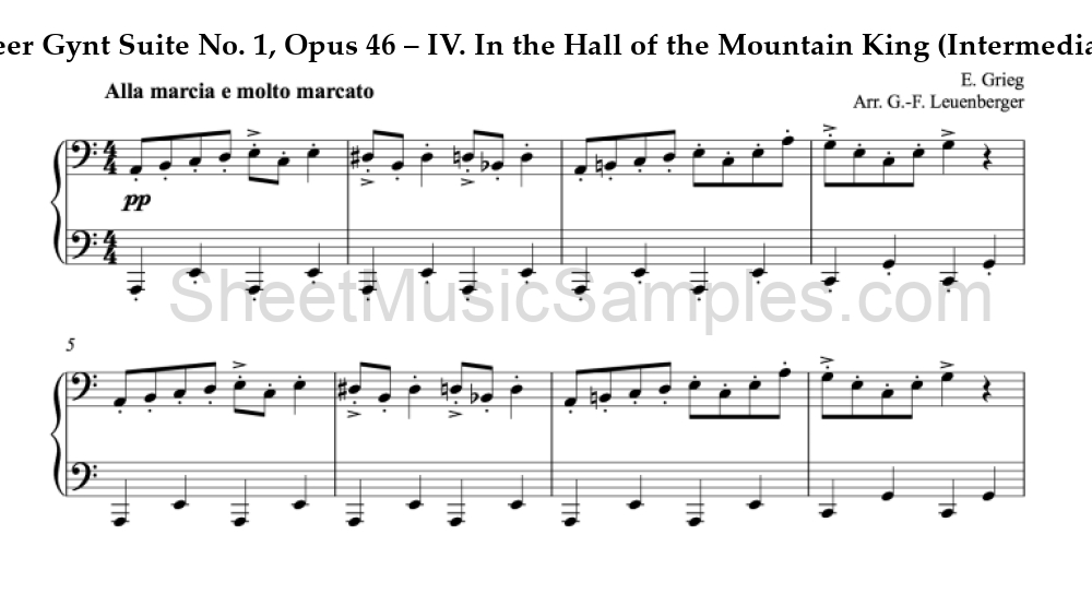 Peer Gynt Suite No. 1, Opus 46 – IV. In the Hall of the Mountain King (Intermediate Level)