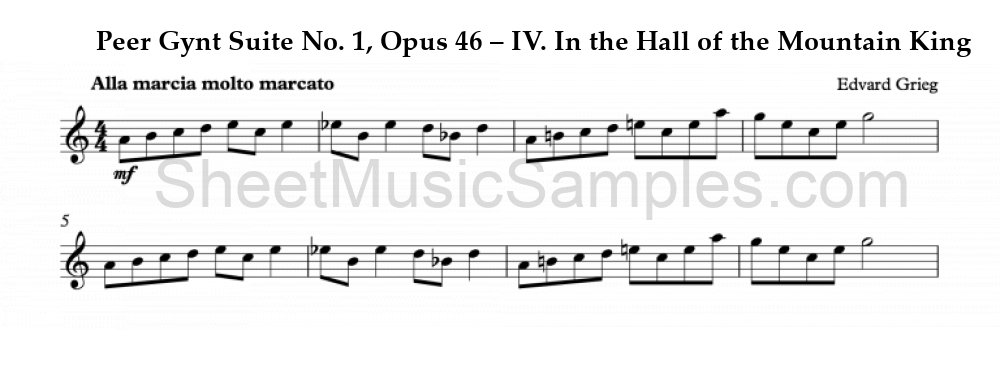 Peer Gynt Suite No. 1, Opus 46 – IV. In the Hall of the Mountain King