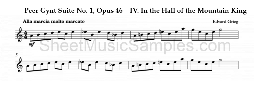 Peer Gynt Suite No. 1, Opus 46 – IV. In the Hall of the Mountain King