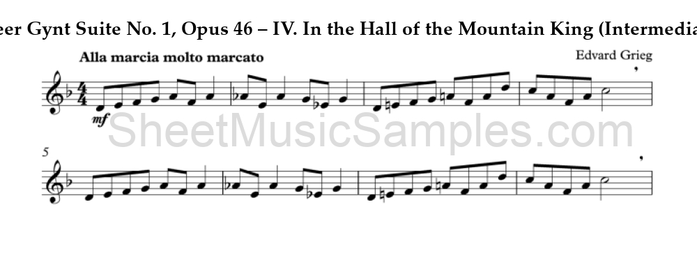 Peer Gynt Suite No. 1, Opus 46 – IV. In the Hall of the Mountain King (Intermediate Level)