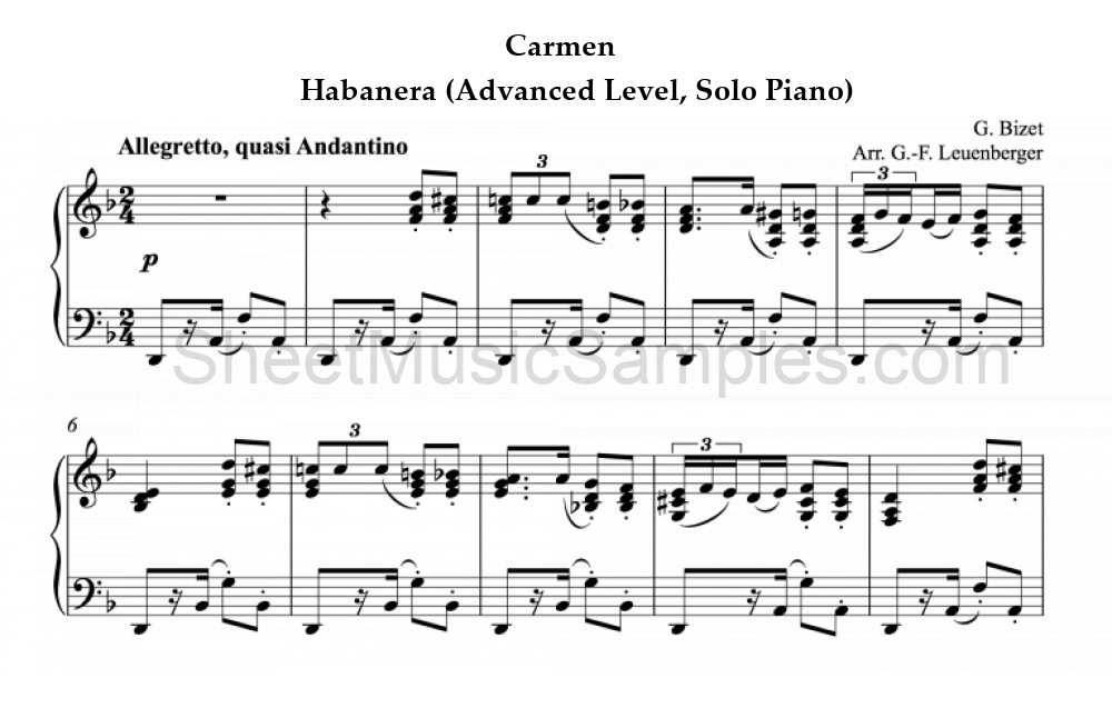 Carmen - Habanera (Advanced Level, Solo Piano)