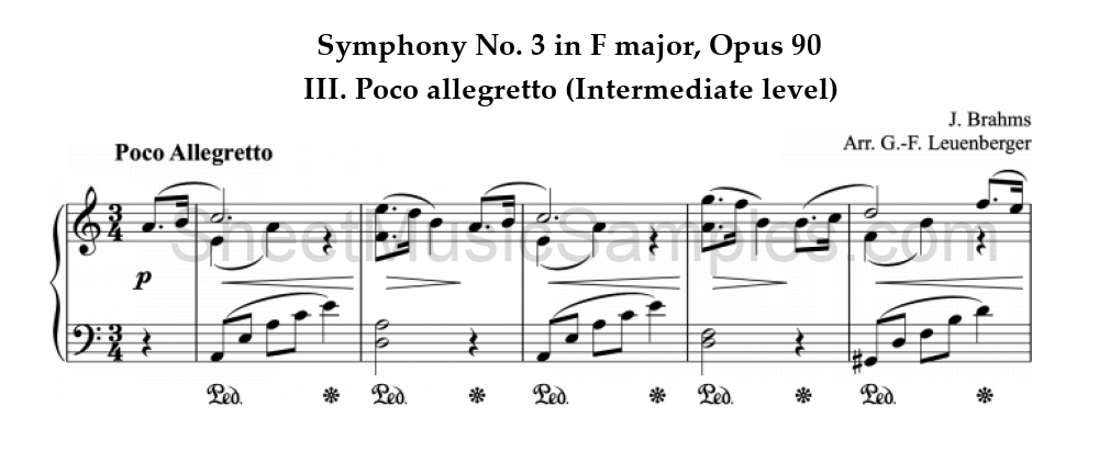 Symphony No. 3 in F major, Opus 90 - III. Poco allegretto (Intermediate level)