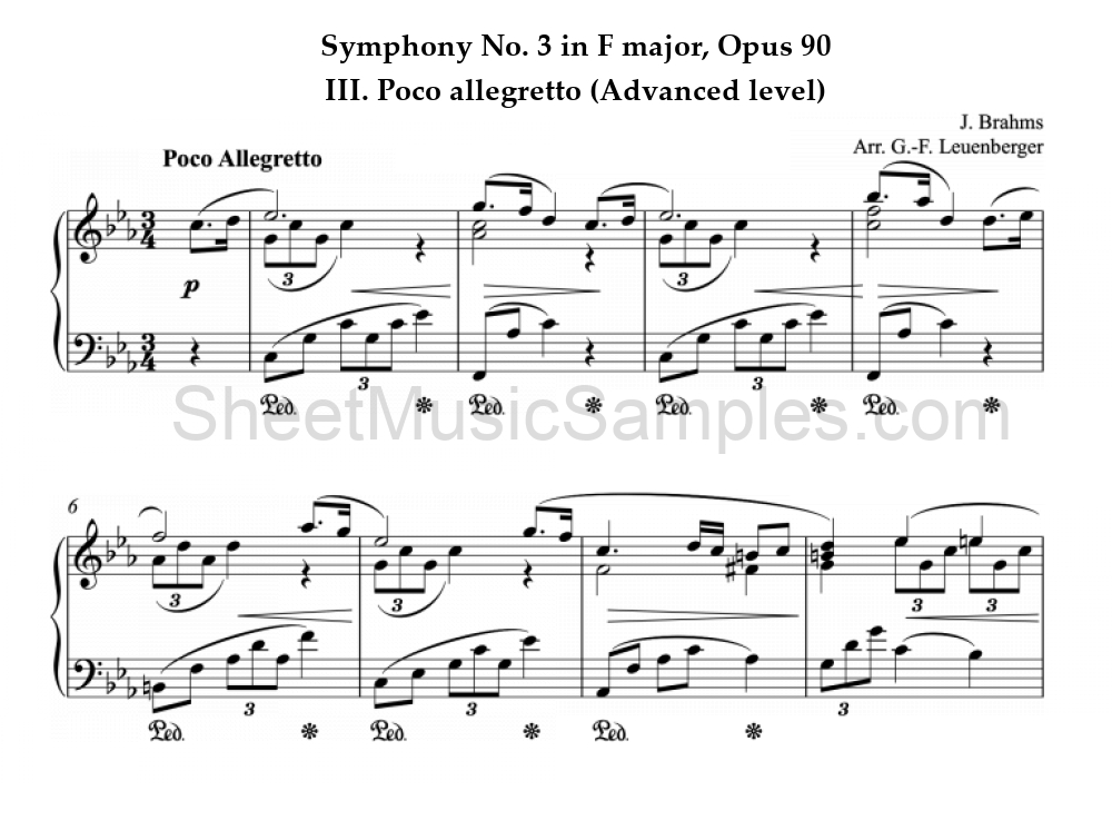 Symphony No. 3 in F major, Opus 90 - III. Poco allegretto (Advanced level)