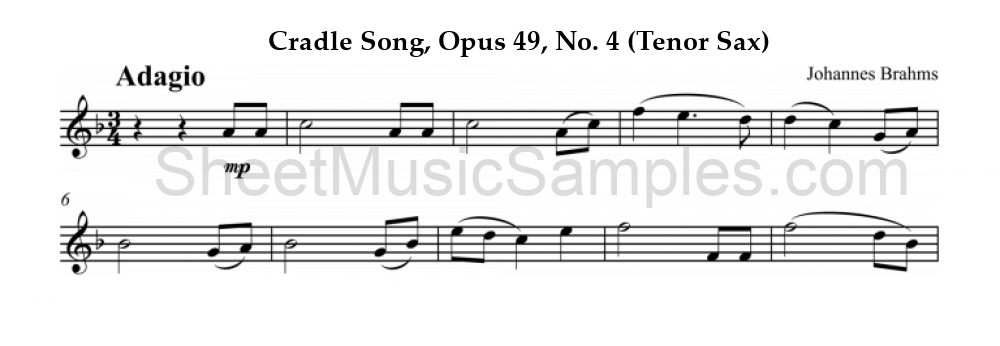 Cradle Song, Opus 49, No. 4 (Tenor Sax)