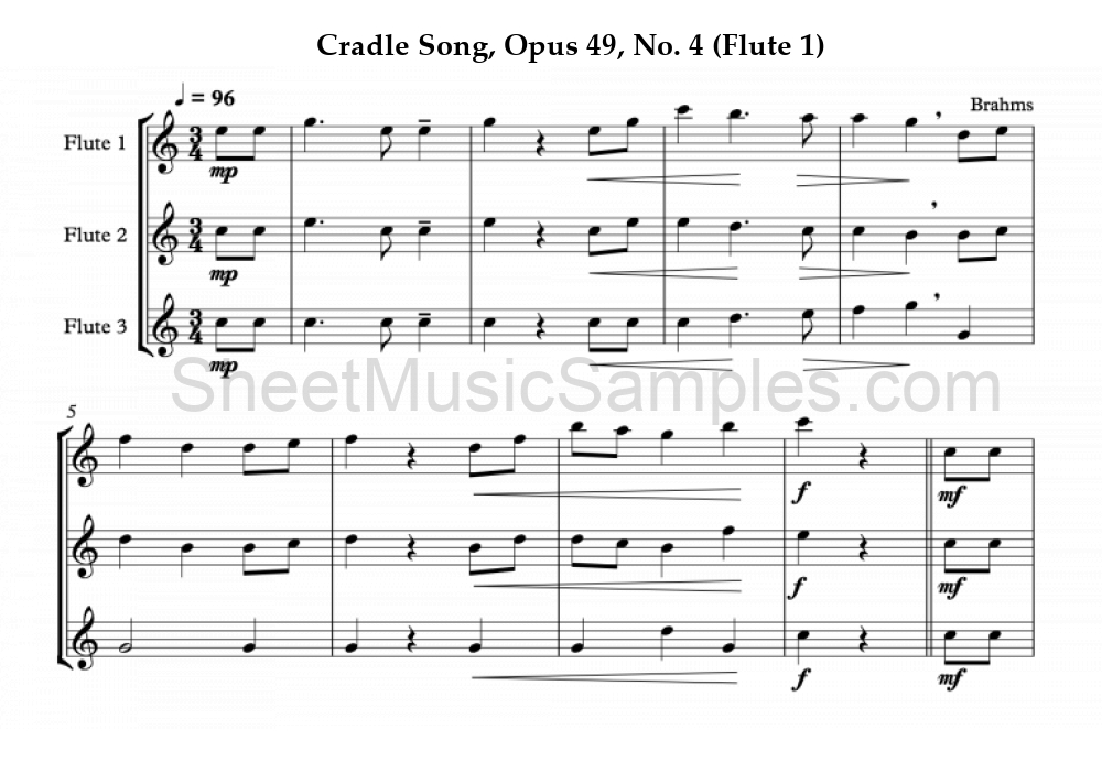 Cradle Song, Opus 49, No. 4 (Flute 1)