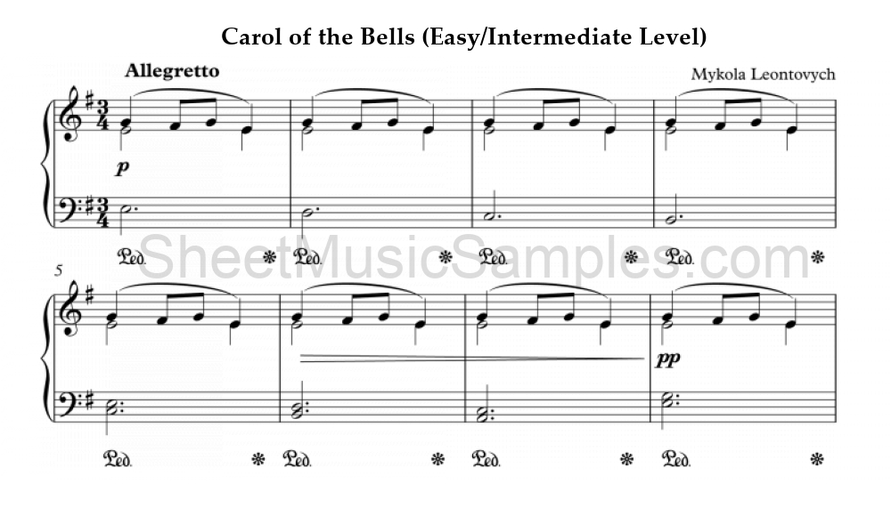 Carol of the Bells (Easy/Intermediate Level)